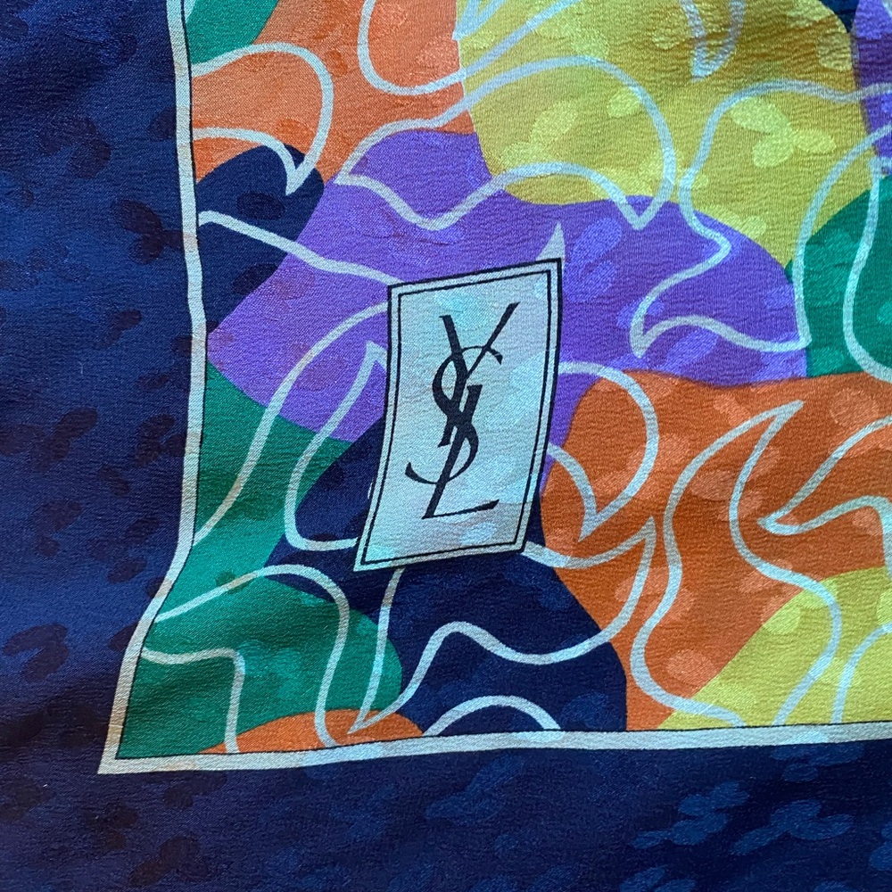 YSL Multicolor Abstract Scarf